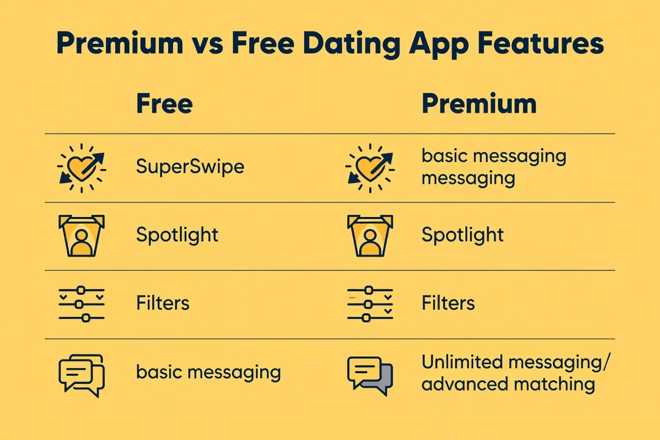 Comparatif des fonctionnalités Bumble gratuit vs premium